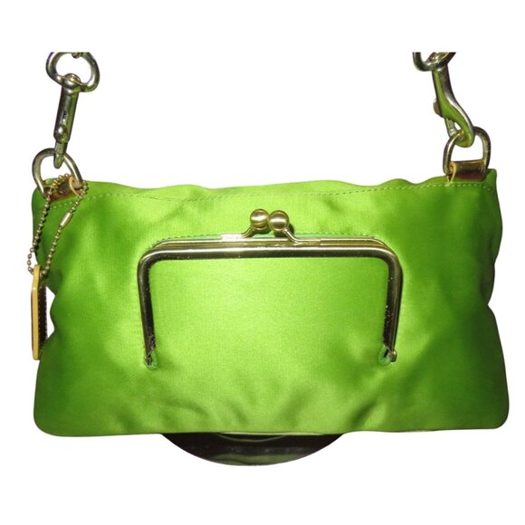 Coach Rare 2008 Amanda Satin Fold over Clutch Flap Bag on chain with kisslock - Picture 1 of 9
